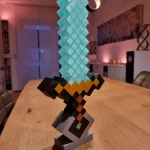 Espada azul minecraft impresso em 3D