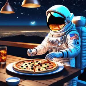 astronauta comendo alimento impresso em 3d pela nasa